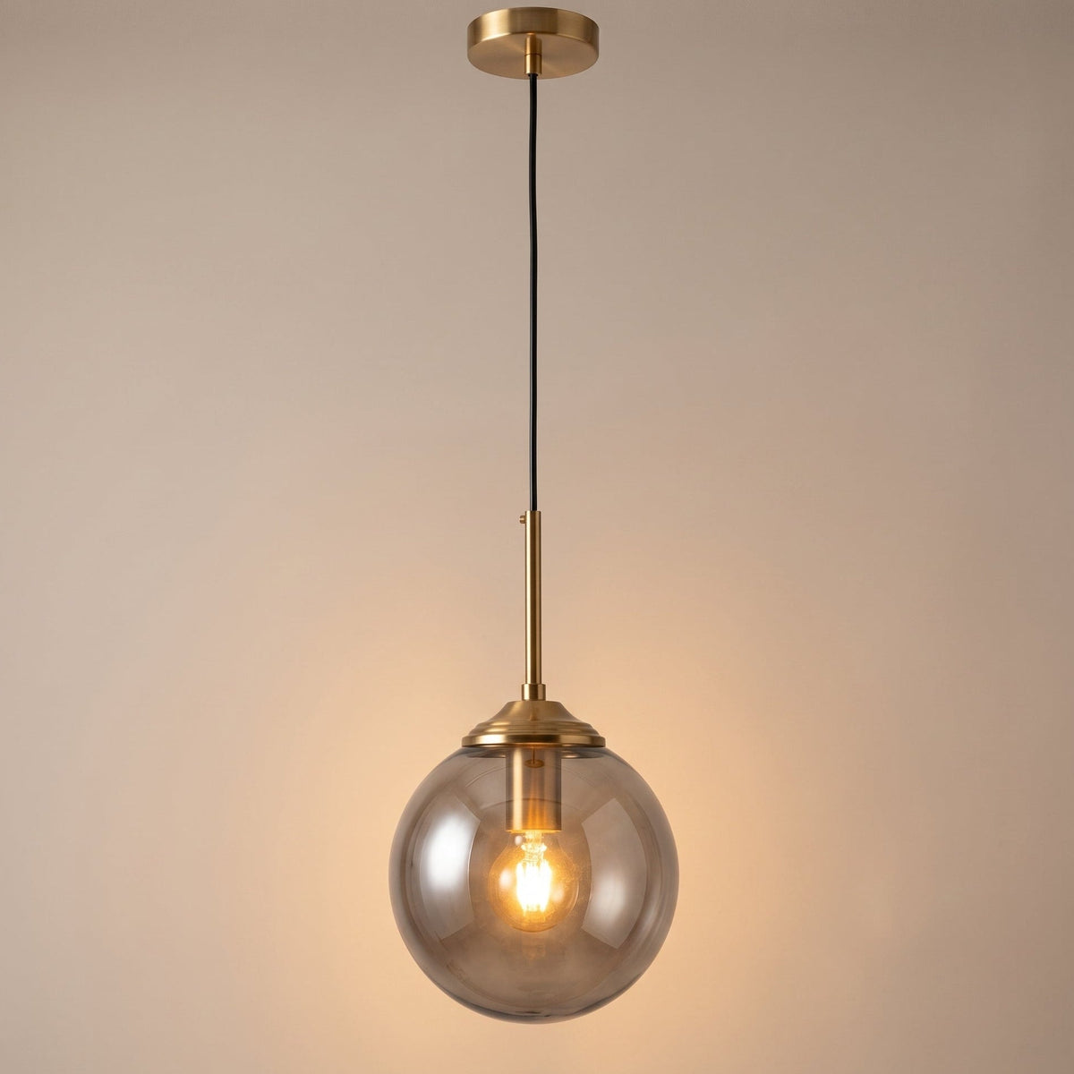 Suspension Luminaire Boule en Verre Fumé — Salon & Chambre