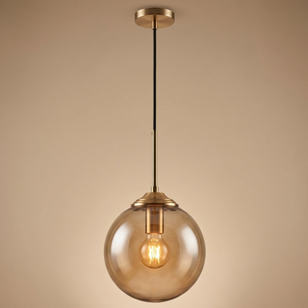 Suspension Luminaire Boule en Verre Fumé — Salon & Chambre
