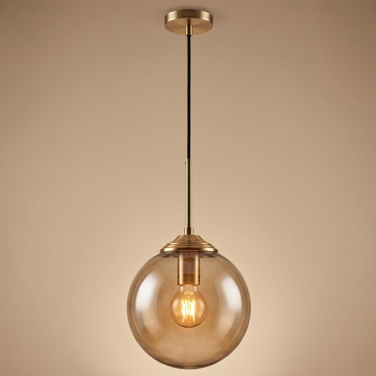 Suspension Luminaire Boule en Verre Fumé — Salon & Chambre