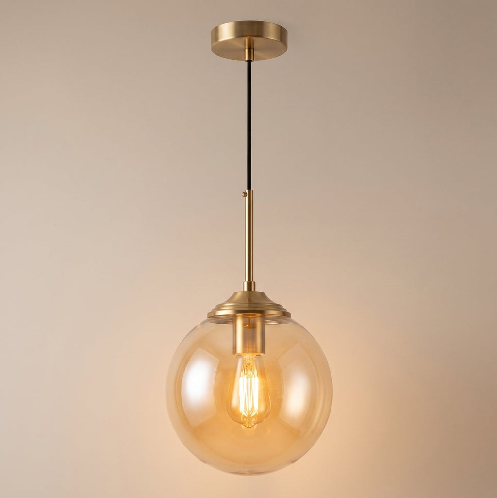 Suspension Luminaire Boule en Verre Fumé — Salon & Chambre