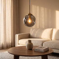 Suspension Luminaire Boule en Verre Fumé — Salon & Chambre