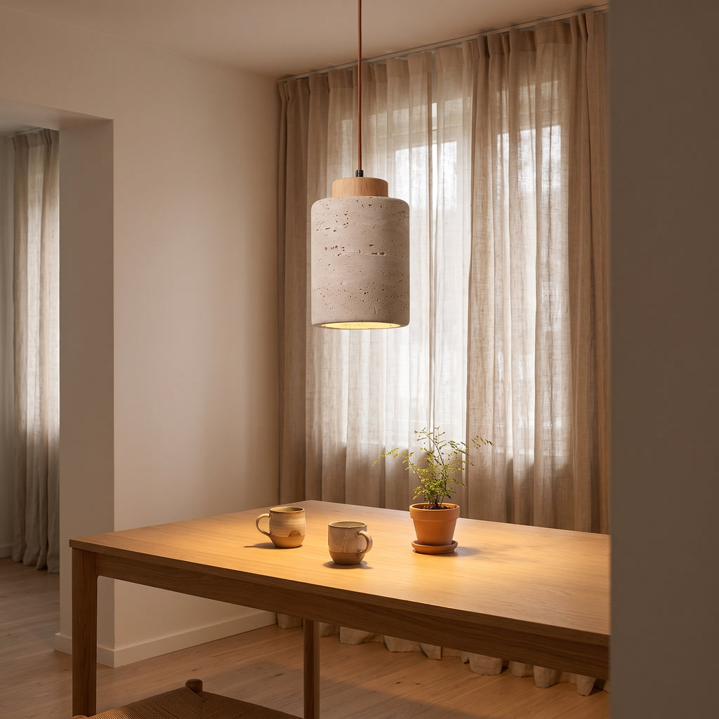 Suspension Design en Pierre Naturelle — Style Wabi Sabi pour Salon & Salle à Manger
