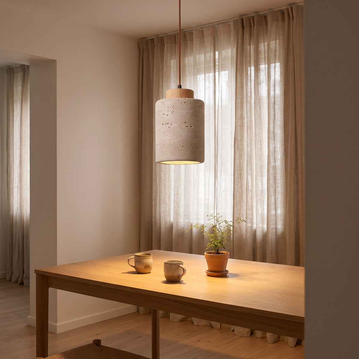 Suspension Design en Pierre Naturelle — Style Wabi Sabi pour Salon & Salle à Manger