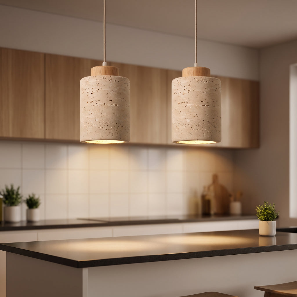 Suspension Design en Pierre Naturelle — Style Wabi Sabi pour Salon & Salle à Manger