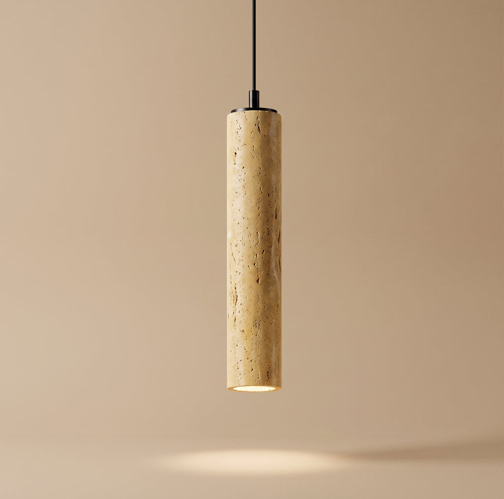 Suspension en Pierre Jaune — Luminaire Wabi Sabi pour Chambre & Restaurant