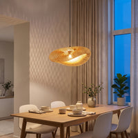 Suspension en Bambou Tressé — Lustre Salon & Salle à Manger Bohème
