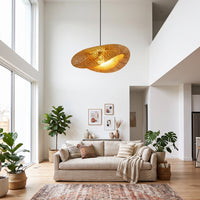 Suspension en Bambou Tressé — Lustre Salon & Salle à Manger Bohème