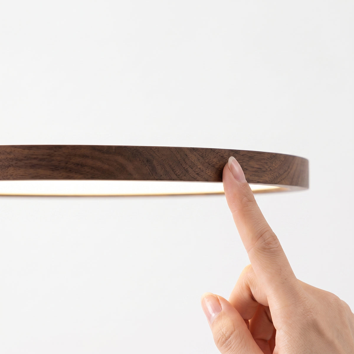 Plafonnier LED Ultra-Mince Bois de Noyer — Chambre & Salon Minimaliste
