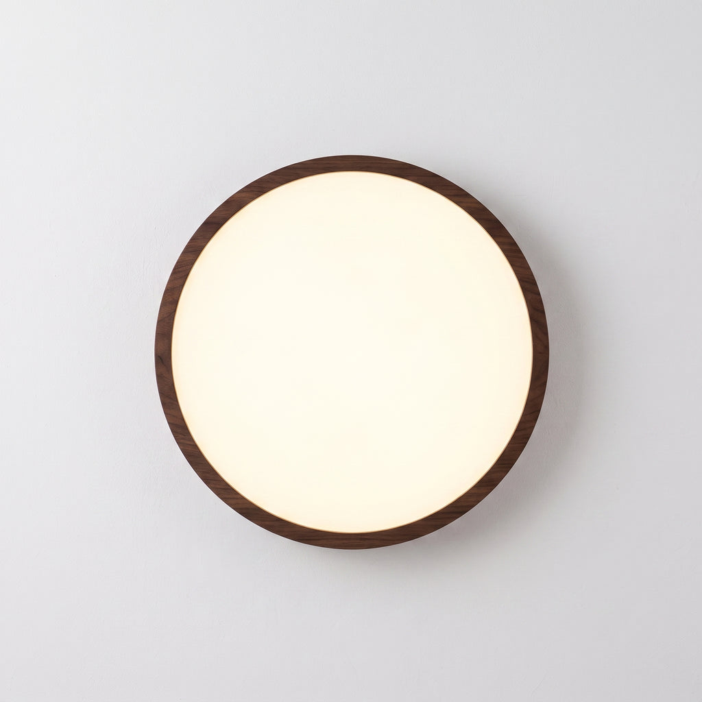 Plafonnier LED Ultra-Mince Bois de Noyer — Chambre & Salon Minimaliste
